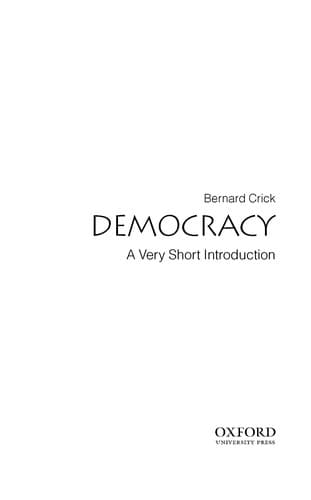 Democracy: A Very Short Introduction by Bernard Crick