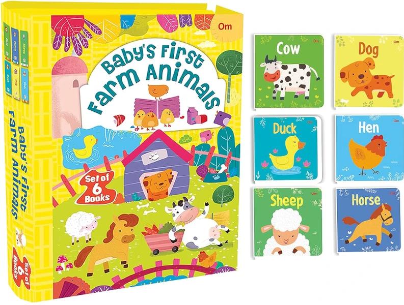 Board books: Baby's First Farm Animals (Set of 6 board Books) by Om Books International