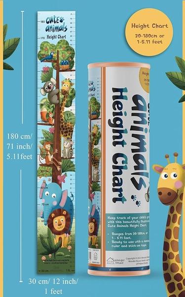 Cute Animals Height Chart: Growth Chart With Measuring Ruler and Stick-on Tape by Wonder House