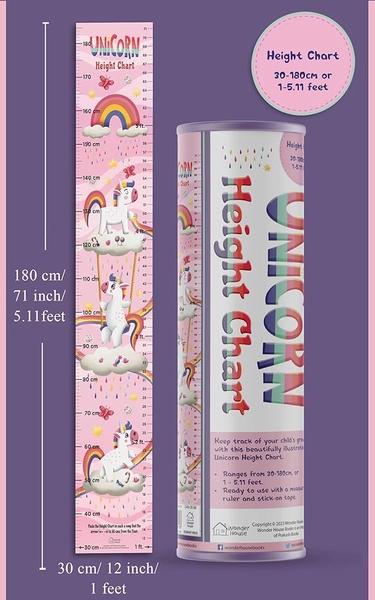 Unicorn Height Chart: Growth Chart With Measuring Ruler and Stick-on Tape by Wonder House