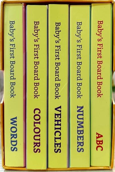 Solimo Board Books Set of 5 books (ABC, Numbers, Vehicles, Colours, Nursery Rhymes) by Solimo