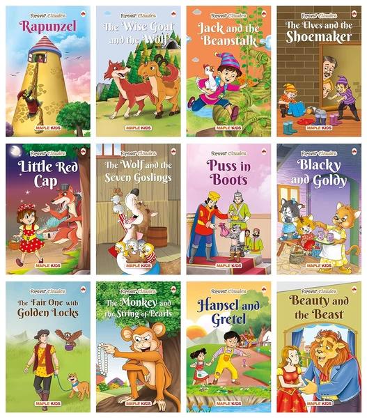 Forever Classics - Books for Little Kids, Fairy Tales (Illustrated) Set of 12 Books by Maple Press