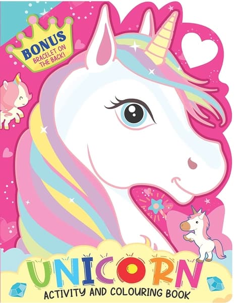 Unicorn Activity and Colouring Book- Die Cut Animal Shaped Book for Kids by Dreamland Publications